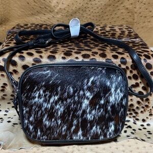 Mark & Graham Black and White Fur Crossbody Bag